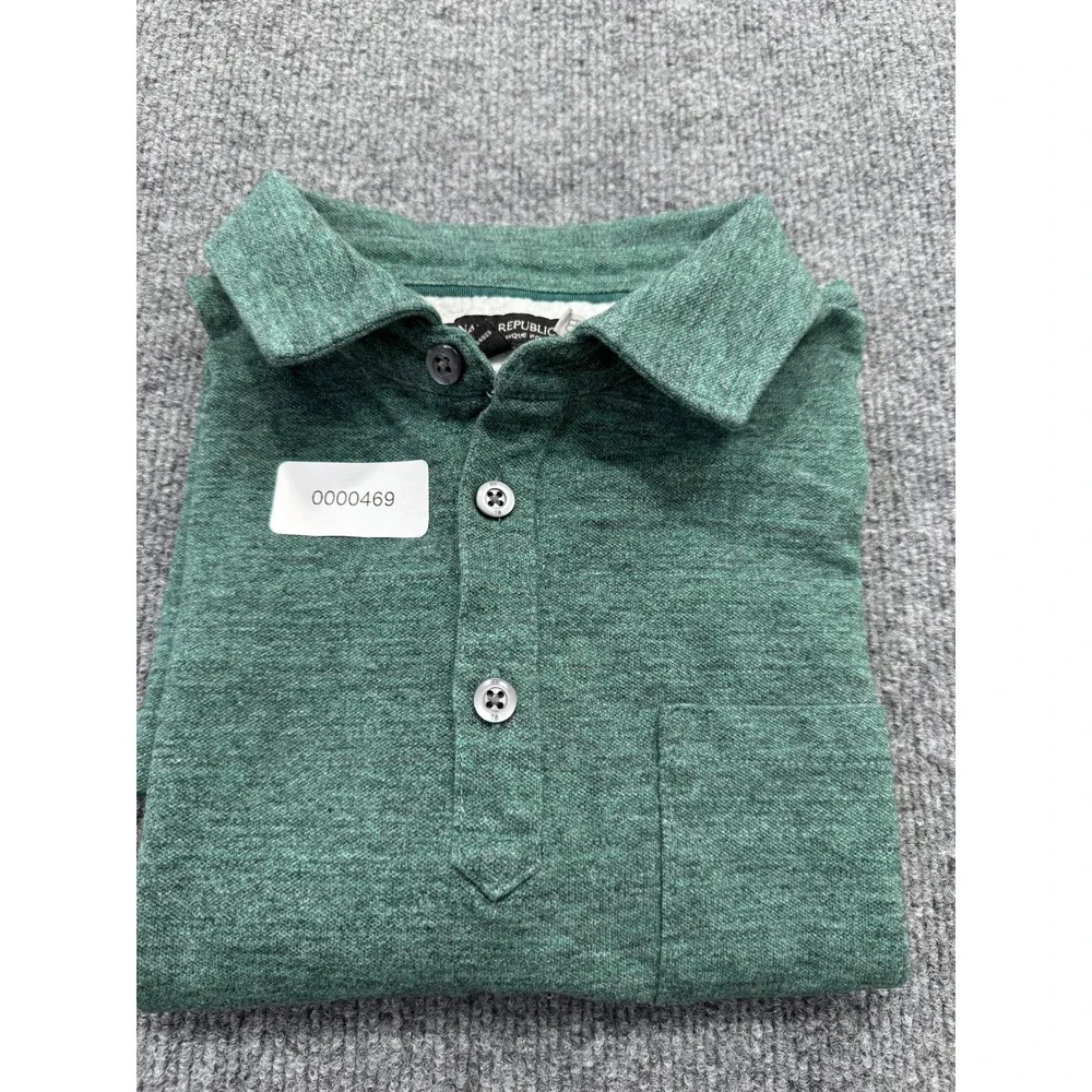 Banana Republic Performance Pique Polo Shirt Mens S Green Heathered Pocket